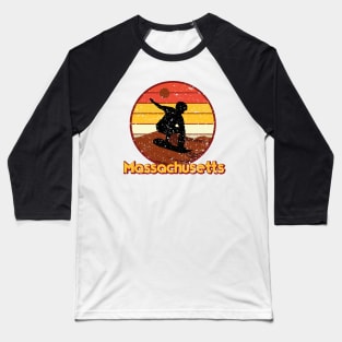 Sandboarding in Massachusetts Vintage Sunset Design Baseball T-Shirt